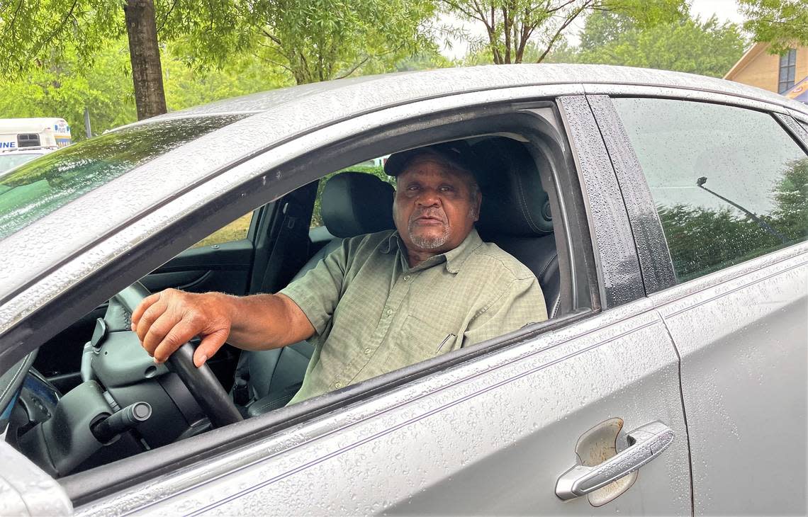 Abraham Jones, 80, stops to share his thoughts about a Raleigh Police Department gun buyback event Saturday at Mt. Peace Baptist Church. Jones came out to surrender a 22-caliber revolver that he got when he was 21 years old.