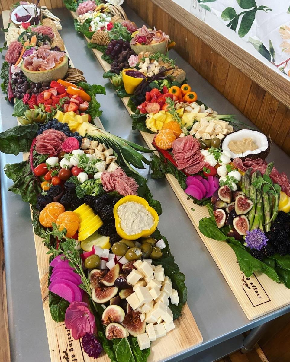 Some of the grazing boards are shown at Grazing Affair in Medford. Grazing Affair offers savor + swig workshops where customers can create their own boards.