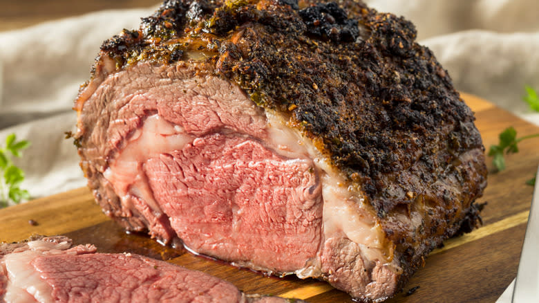 Close up of roasted prime rib