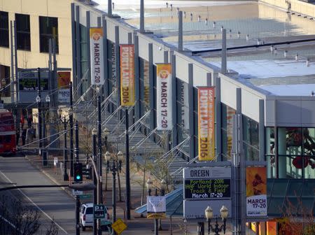 Mar 17, 2016; Portland, OR, USA; General view of the Oregon Convention Center. The venue will play host to the 2016 IAAF World Championships in Athletics. Mandatory Credit: Kirby Lee-USA TODAY Sports