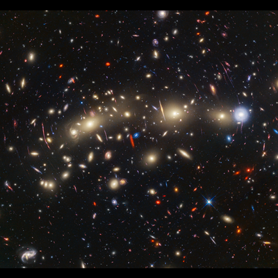 MACS0416, known as the Christmas Tree Galaxy Cluster, is being studied using both NASA’s James Webb Space Telescope and Hubble Space Telescope.