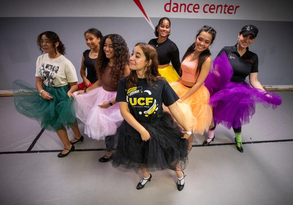 Vanessa Canizares as Anita, center, in a rehearsal for "West Side Story" in Lakeland recently. With Love Productions provides the community with free instruction in performing arts.