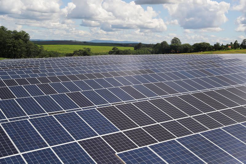 FILE PHOTO: A photovoltaic solar panel farm is seen in Porto Feliz, Sao Paulo state