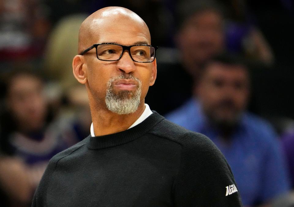 May 15, 2022; Phoenix, Arizona, USA; Phoenix Suns head coach Monty Williams reacts during their loss to the Dallas Mavericks in game seven of the second round for the 2022 NBA playoffs at Footprint Center.