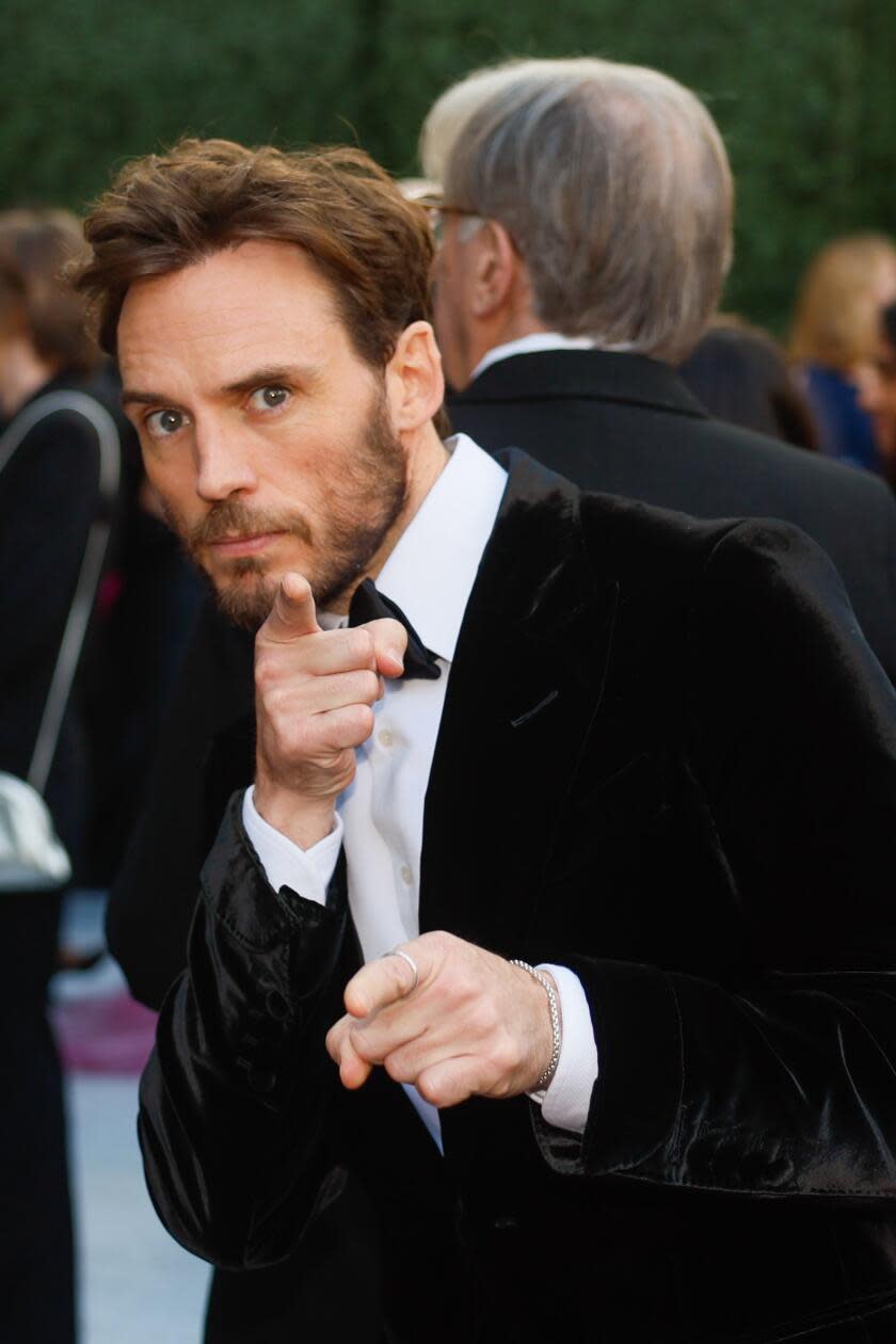 Sam Claflin arriving at the 75th Primetime Emmy Awards.