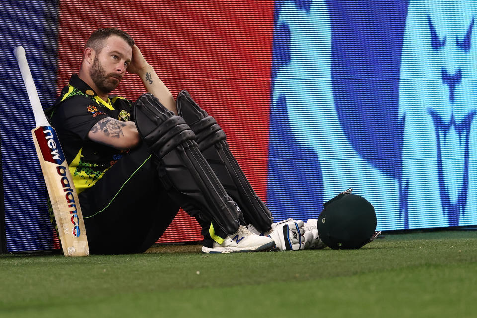 Matthew Wade, pictured here after his dismissal in the first T20 between Australia and England.