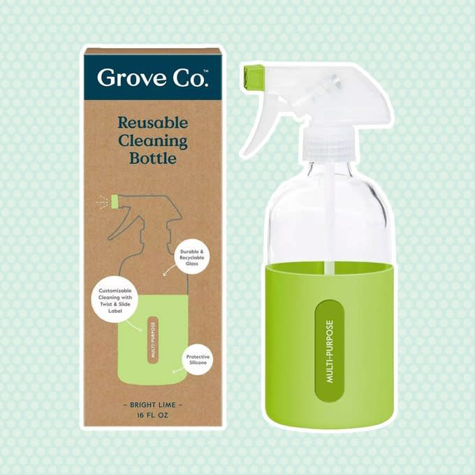 Grove Co Reusable Cleaning Glass Spray Bottle With Silicone Sleeve Bright Lime