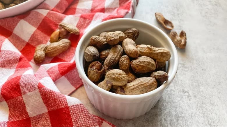 Boiled peanuts in a ramekin