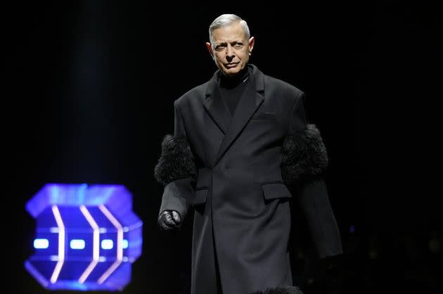 United States' actor Jeff Goldblum wears a creation as part of the Prada men's Fall-Winter 2022-23 collection, unveiled during the Fashion Week in Milan, Italy on Jan. 16 (Photo: AP Photo/Luca Bruno)