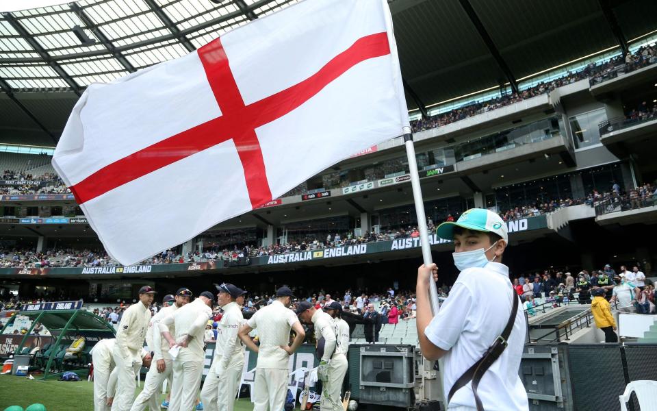 The England team prepare to enter the field during the second day of the third Ashes cricket Test - AFP/Hamish Blair