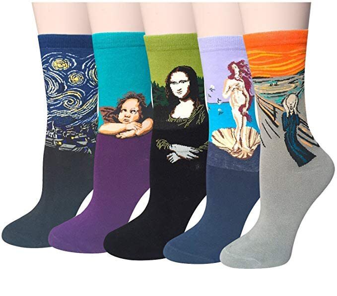 We all love cozy and fun socks, and most of us need taller pairs that go well with boots. <a href="https://amzn.to/2YLIqE4" target="_blank" rel="noopener noreferrer">These&nbsp;prints of famous art pieces</a>&nbsp;fit the bill.