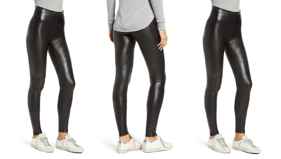 Spanx Faux Leather Leggings are supportive, streamlined and seamless. (Photo: Nordstrom)