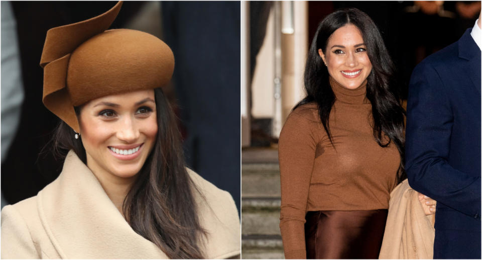 Meghan Markle wearing brown colours