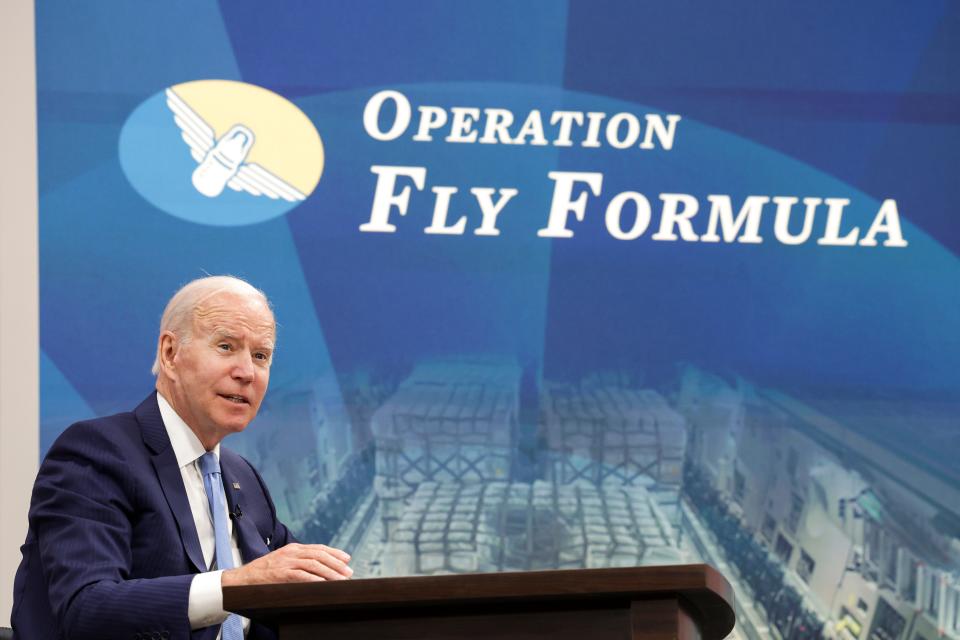 U.S. President Joe Biden meets virtually with baby formula manufacturers at the Eisenhower Executive Office Building on June 01, 2022 in Washington, DC.