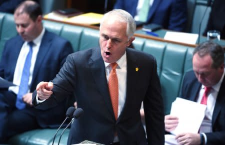 Australian Prime Minister Malcolm Turnbull speaks during Question Time in the House of Representatives at Parliament House in Canberra, Australia, August 31, 2016.     AAP/Mick Tsikas/via REUTERS