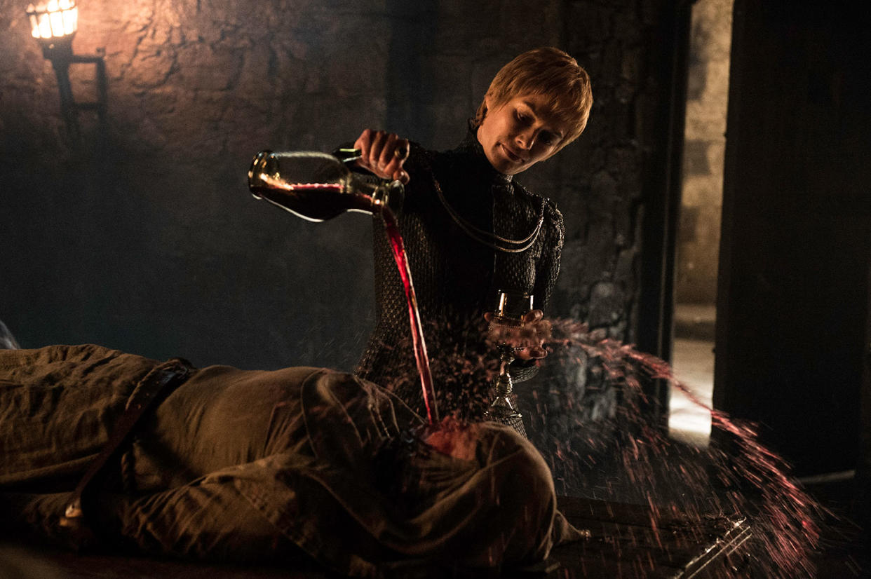 Lena Headey as Cersei Lannister tortures Hannah Waddingham's Septa Unella in Game of Thrones' S6 finale The Winds of Winter (HBO/Sky Atlantic)