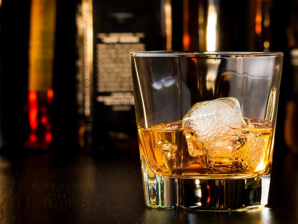 whiskey alcohol ice cube