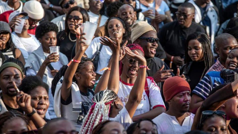 South African youth attend an event to celebrate 30 years of freedom at Constitutional Hill on April 27, 2024