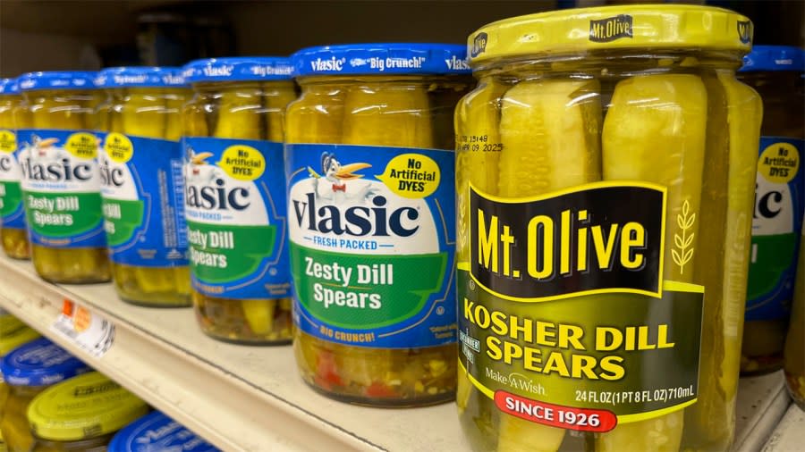 Major pickle brands often leave the word “pickle” off the front of the label. (Michael Bartiromo/Nexstar)