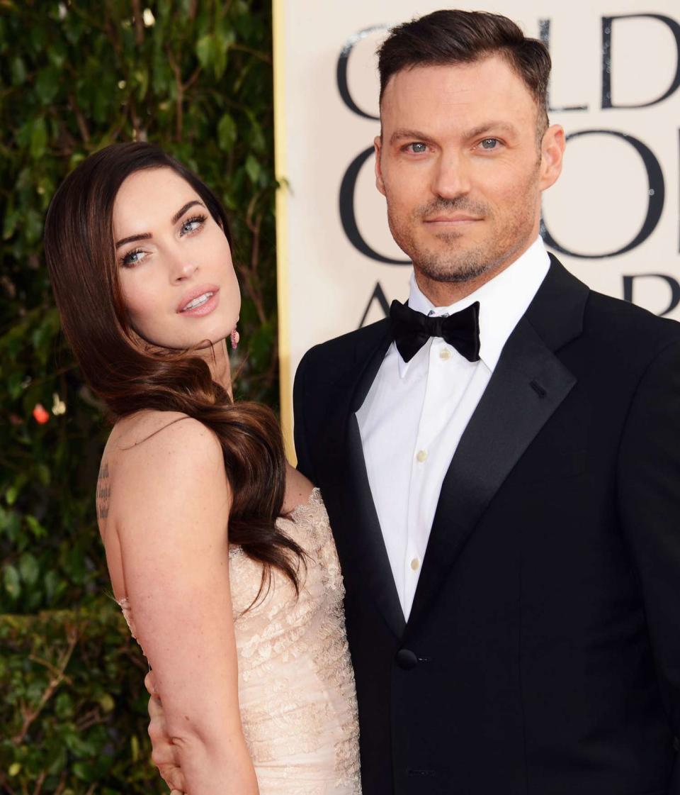 Megan Fox (L) and actor Brian Austin Green arrive at the 70th Annual Golden Globe Awards held at The Beverly Hilton Hotel on January 13, 2013 in Beverly Hills, California