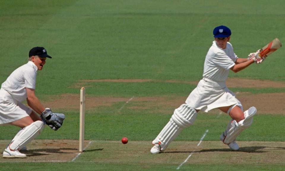 Jan Brittin batting for England against New Zealand in the Women’s World Cup final at Lord’s, 1993.