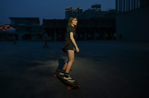 Skateboarding spots are few and far between in busy Shanghai