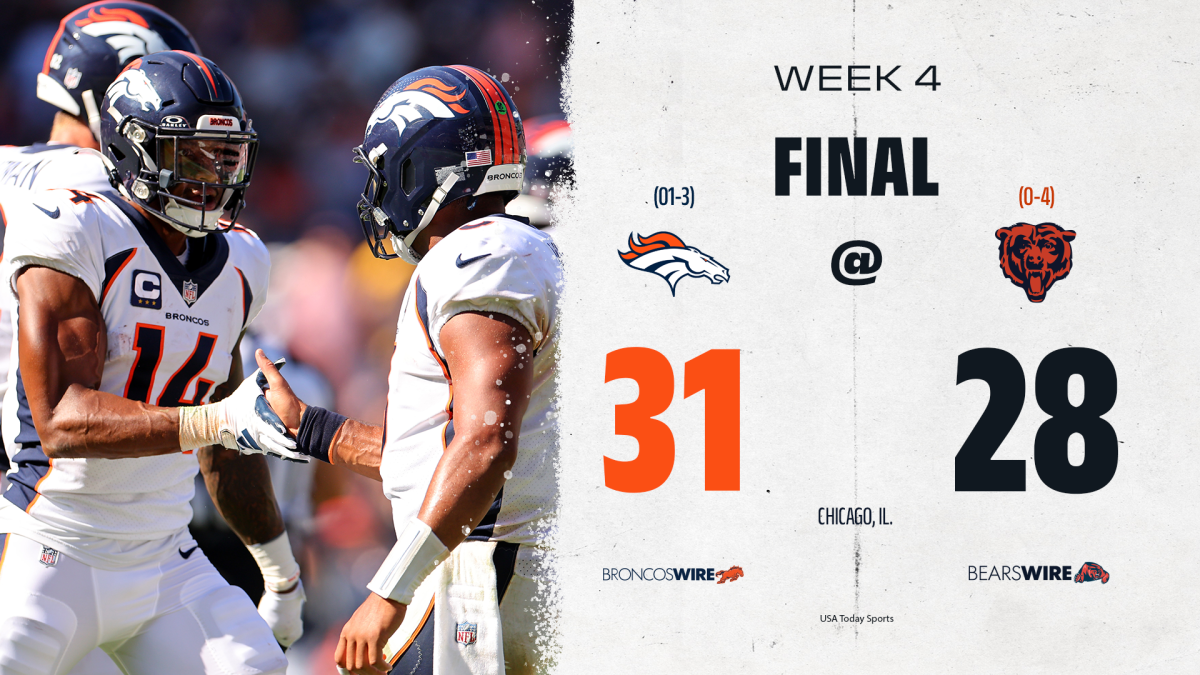 Chicago Bears' losing streak continues with 28-31 loss to Denver Broncos at  Soldier Field – NBC Chicago