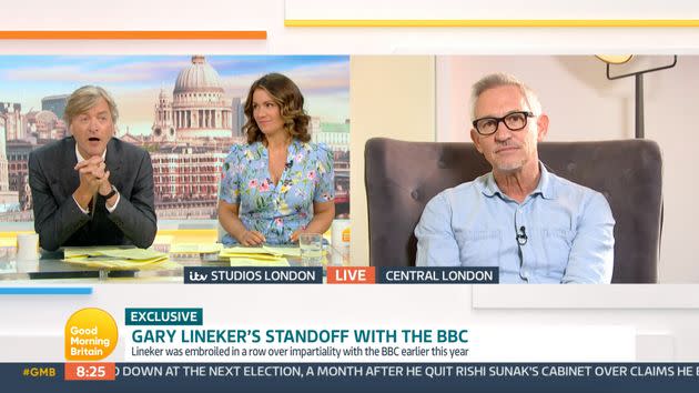 Richard Madeley and Susanna Reid interview Gary Lineker on Good Morning Britain