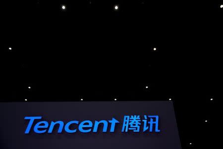 A Tencent sign is seen during the fourth World Internet Conference in Wuzhen, Zhejiang province, China, December 4, 2017. REUTERS/Aly Song