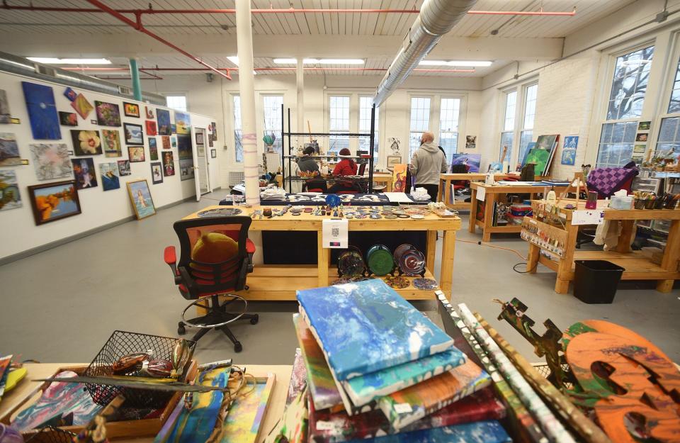 A look inside the co-working art space at the new Soco Art Labs in Fall River.