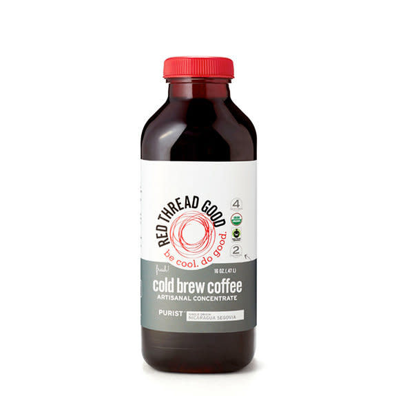 Red Thread Good makes a cold brew concentrate so tasty you'll be tempted to drink it straight. Don't. Dilute it with one part water <a href="http://shop.redthreadgood.com/category-s/1818.htmwww.redthreadgood.com" target="_blank">like they recommend </a>because this stuff is strong. You can <a href="http://www.redthreadgood.com" target="_blank">order the 16 oz bottle online</a>, along with their other brews, for $7.