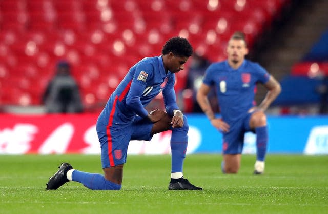 Marcus Rashford and his England team-mates have been taking the knee in a stance against racism.