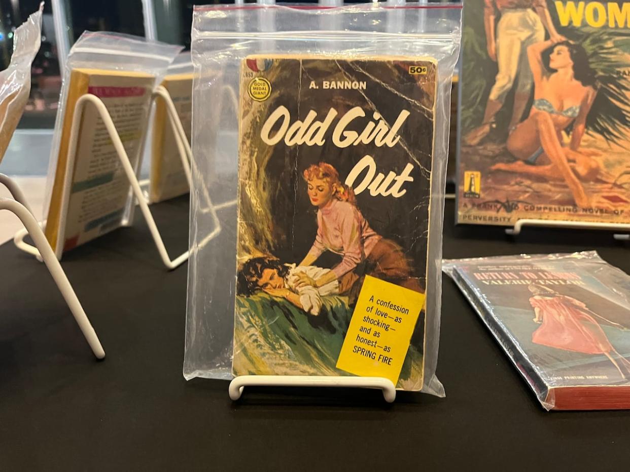 Ann Bannon's first novel, Odd Girl Out, was one of many lesbian pulp-fiction books featured at the presentation at the Halifax Central Library on April 24. (Meig Campbell/CBC - image credit)
