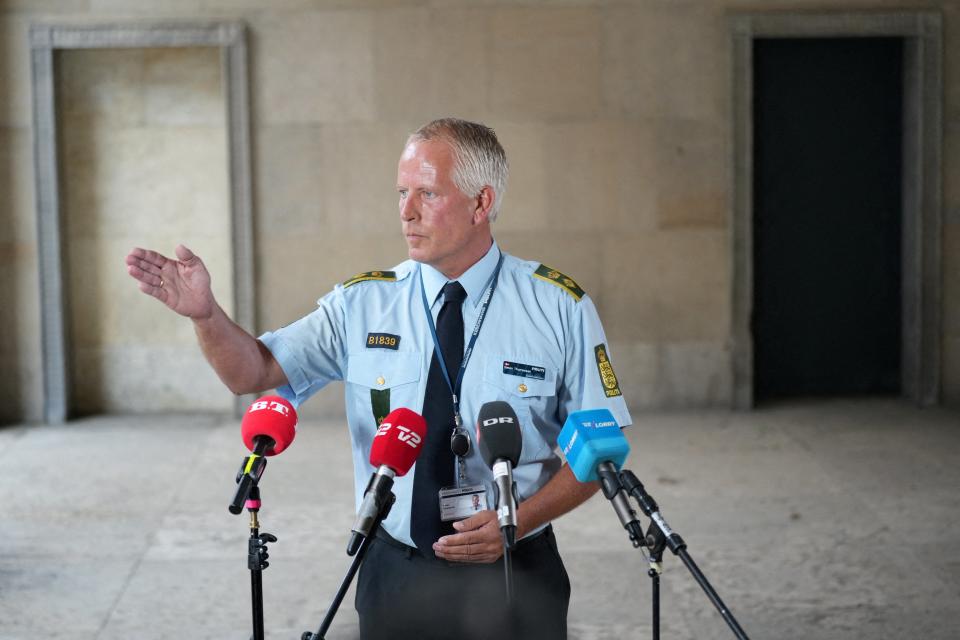 Copenhagen Police Chief Inspector Soeren Thomassen speaks during a news conference at the police station (via REUTERS)