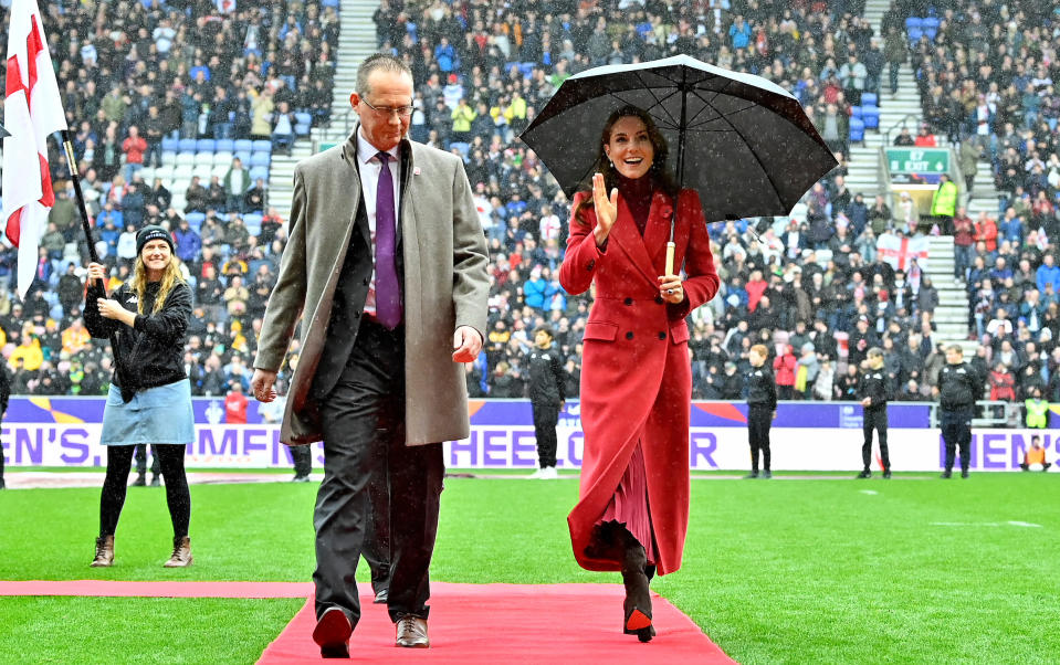 Jon Dutton, the new head of British Cycling, walks alongside the Princess of Wales