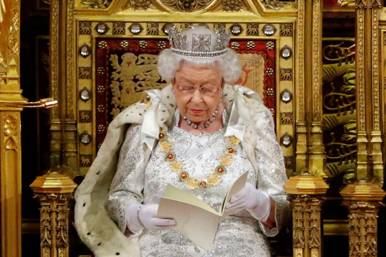 Queen Elizabeth II reads the Queen's Speech in the House of Lords on Monday (Picture: AFP/Getty)