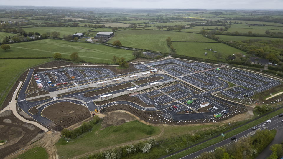 Eynsham Park & Ride which is due to be completed this year but won't open until 2025 as funding is not in place for an access road in to the site. Eynsham, Oxfordshire. April 22 2024.  A council has built a Â£51million park and ride site - but it can't be used because funding for the road in and out won't be sorted 