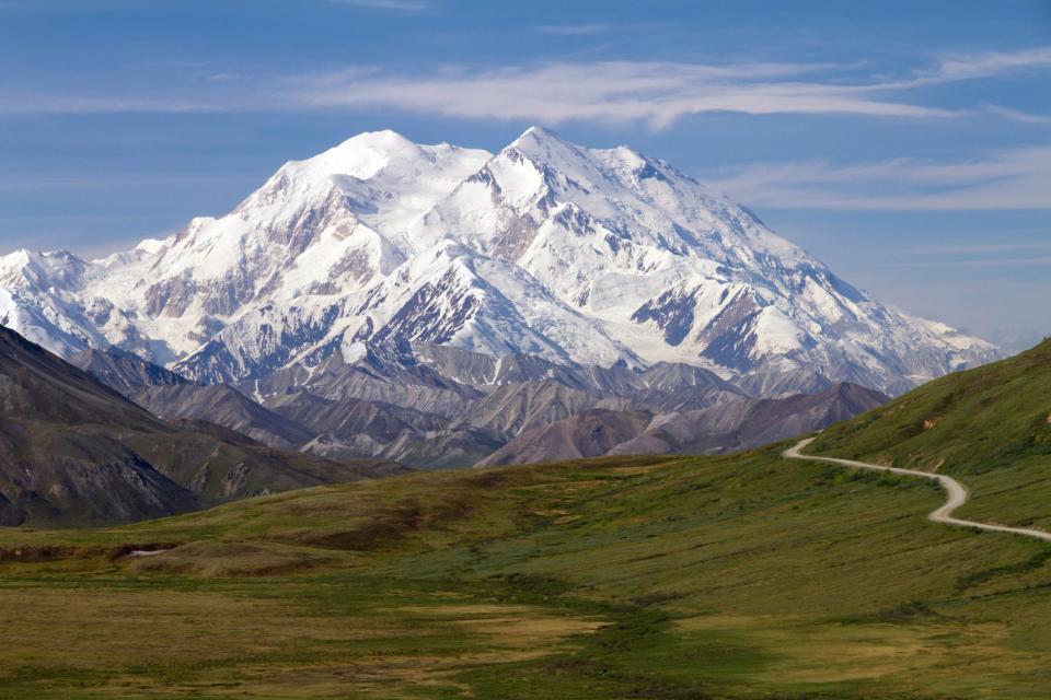 The 92-mile long Denali Park Road runs parallel to the breathtaking Alaska range and is the only road in the Denali.