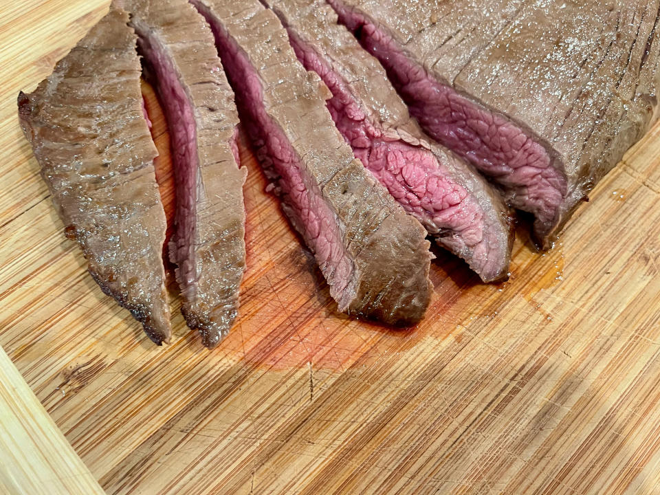 Slice your steak against the grain to get super tender bites. (Ali Rosen)
