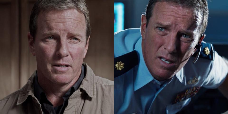 On the left: Linden Ashby on "Teen Wolf." On the right: Ashby in "Iron Man 3."