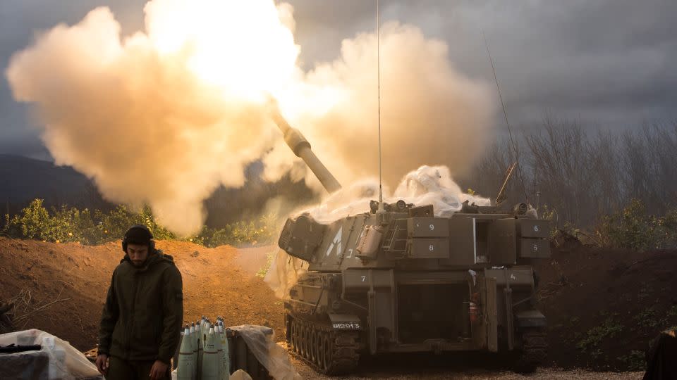 An Israeli artillery unit fires across the border towards Lebanon on January 11, 2024 in northern Israel. - Amir Levy/Getty Images