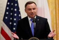 Poland's President Andrzej Duda addressses a joint news conference with U.S. President Donald Trump in the East Room of the White House in Washington, U.S., September 18, 2018. REUTERS/Kevin Lamarque