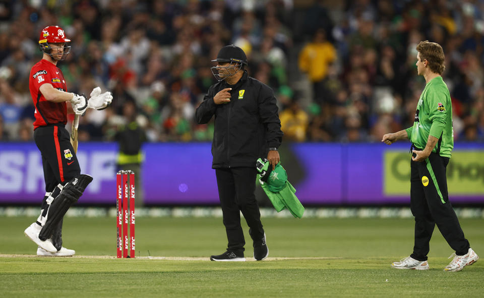 Tom Rogers, pictured here not happy with Adam Zampa after his Mankad attempt in the BBL.