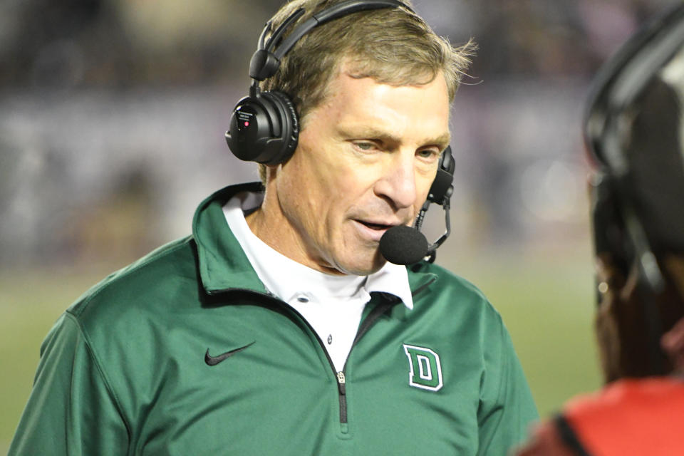 PHILADELPHIA, PA - OCTOBER 05: Dartmouth Big Green head coach Buddy Teevens looks on during the game between the Penn Quakers and the Dartmouth Big Green on October 4, 2019 at Franklin Field in Philadelphia, PA. (Photo by Andy Lewis/Icon Sportswire via Getty Images)