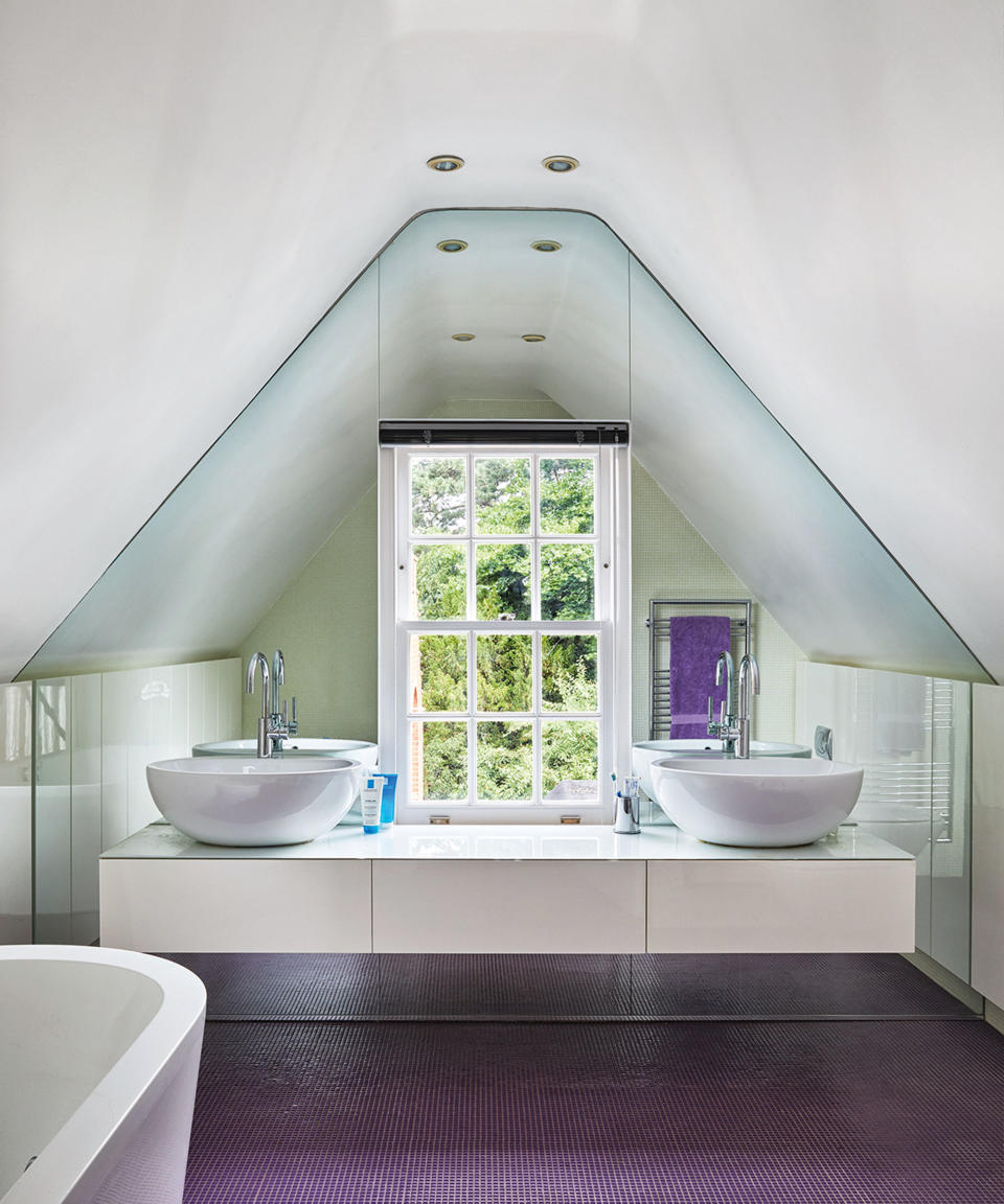 8. Enhance a vaulted ceiling in a bathroom