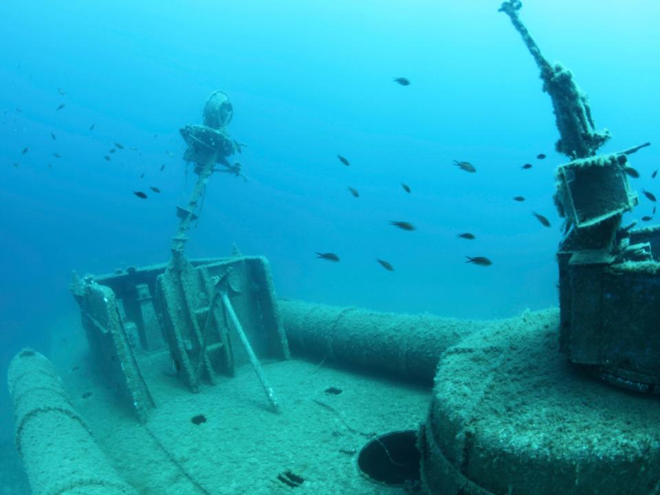 Shipwrecked Probitas in the Ionian Sea in Albania.