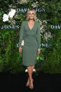 <p>Sylvia Jeffreys stunned in this bottle green Rebecca Vallance dress. Photo: Getty Images </p>