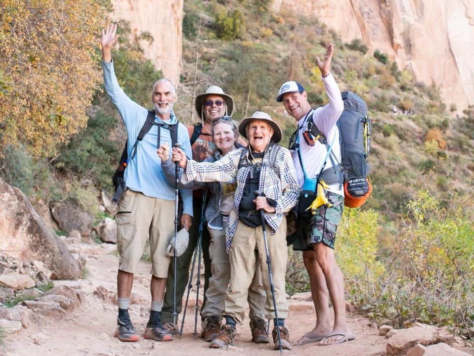 Alfredo Aliaga Burdio, his family, and two witnesses at the Grand Canyon. - Copyright: Courtesy of Anabel Aliaga-Buchenau.