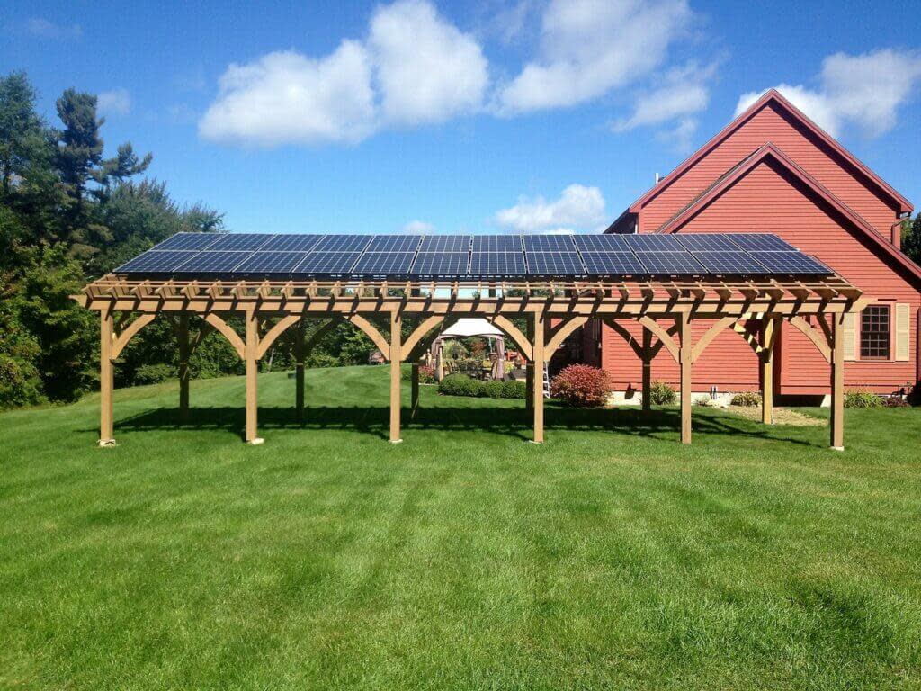 One option for solar panel installation at residences is a freestanding pergola design. The Grow Solar Jefferson + Waukesha program includes information on this and other options discussed at Solar Power Hour educational sessions and by installers.