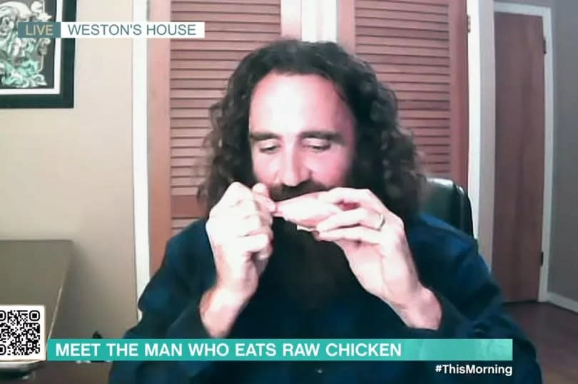 Weston was also asked to eat the raw meat on the show -Credit:ITV